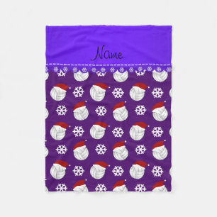 Couverture Polaire Nom personnalisé violet volleyballs santa chapeaux