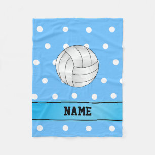Couverture Polaire Nom personnalisé volleyball bleu points blancs