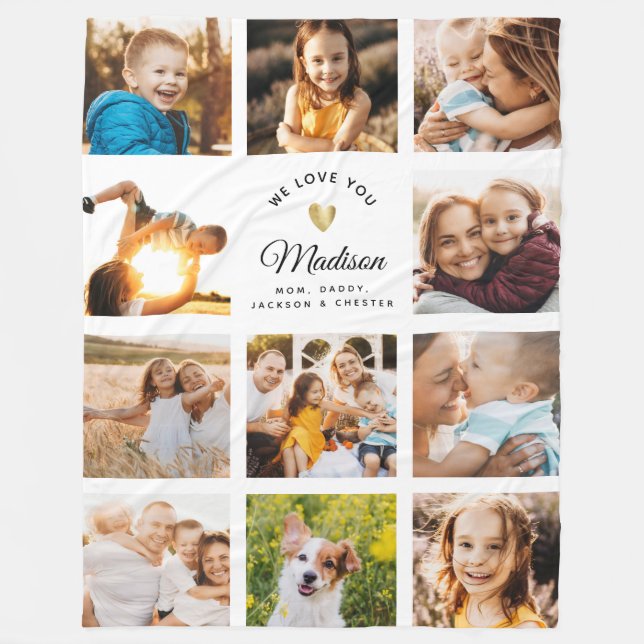 Couverture Polaire Nom personnalisé We Love You Modern Family Photo  (Devant)