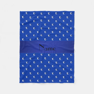 Couverture Polaire Nom personnel balle de football bleu