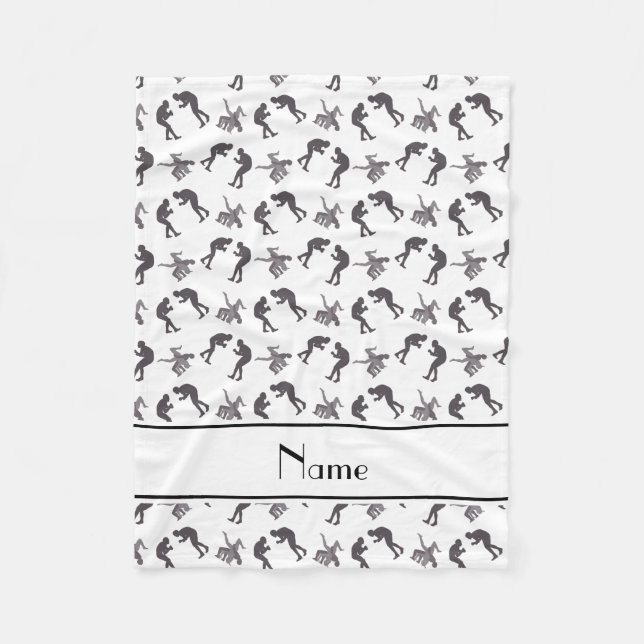 Couverture Polaire Nom personnel lutteurs blancs (Devant)