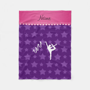 Couverture Polaire Nom personnel rythmique gymnaste violet étoiles