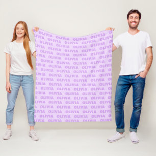 Couverture Polaire Nom préppie personnalisé Blanche pourpre