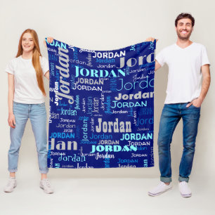 Couverture Polaire Nom répétitif nuances de bleu et d'argent moderne