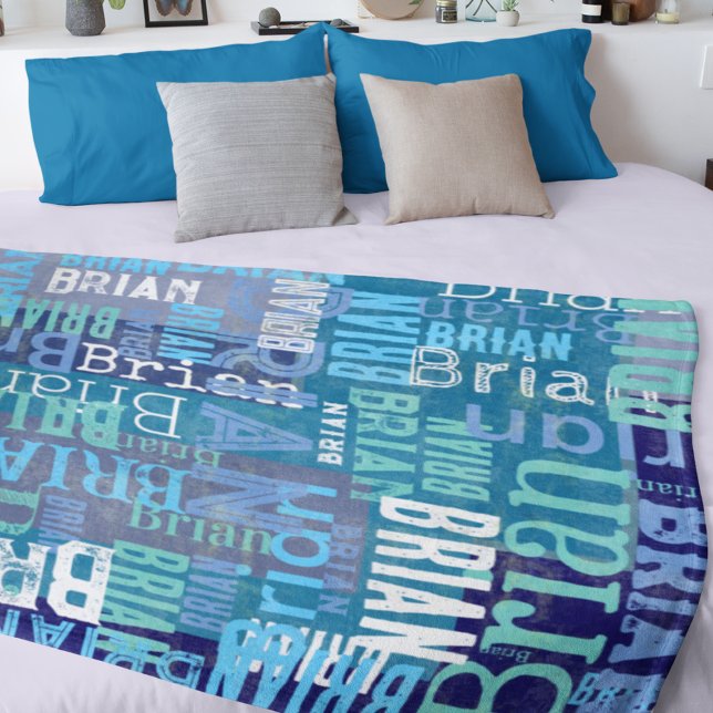 Couverture Polaire Nom répliqué dans les nuances de bleu (Créateur téléchargé)