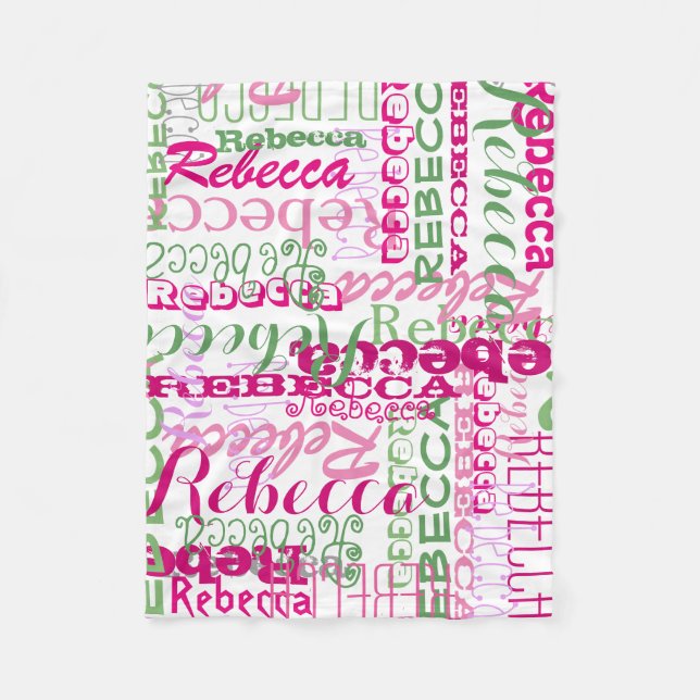 Couverture Polaire Nom rose et vert Collage Allover Girl's Imprimer (Devant)