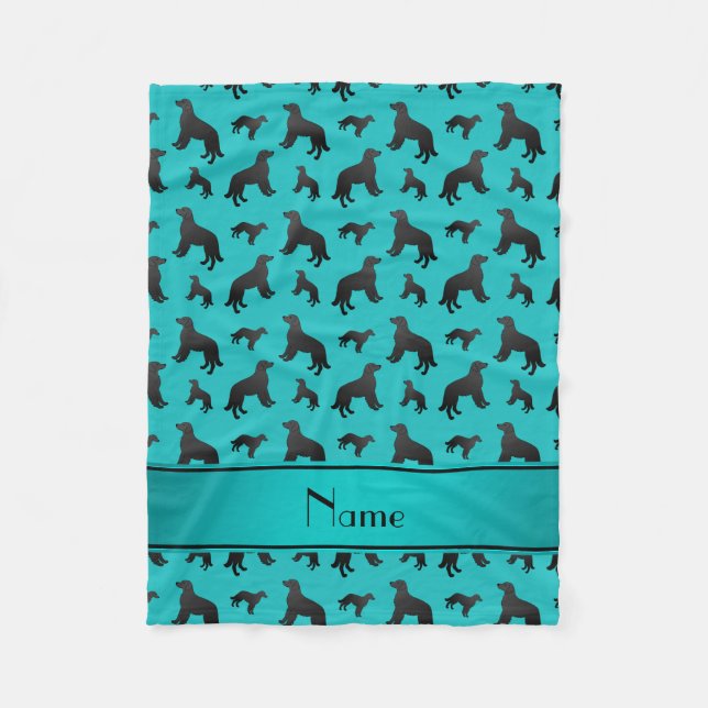 Couverture Polaire Nom turquoise à plat chiens de récupération (Devant)