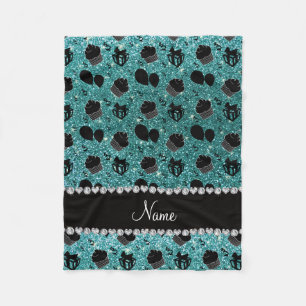 Couverture Polaire Nom turquoise parties scintillant cupcakes ballons