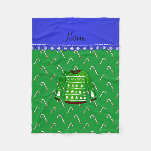 Couverture Polaire Nom vert moche sucres de canne de chandail de Noël