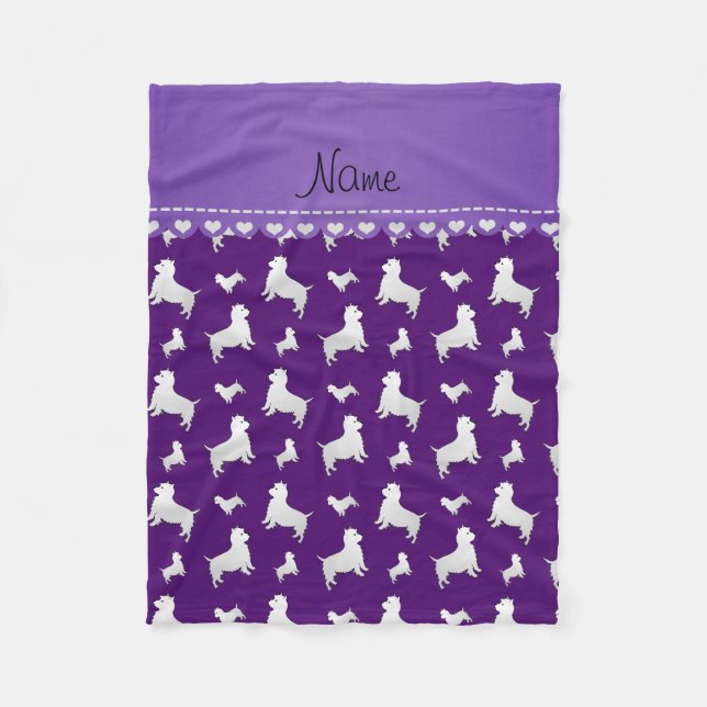 Couverture Polaire Nom violet West Highland White Terrier chiens (Devant)