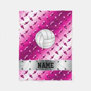 Couverture Polaire Nom volleyball chaud rose diamant plaque d'acier