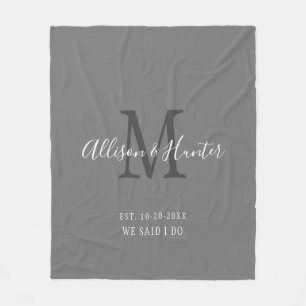 Couverture Polaire Noms blancs gris Mariage établi