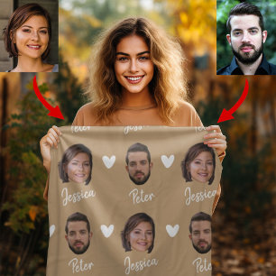 Couverture Polaire Noms de couple personnalisés et photo, Camel moder