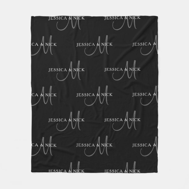 Couverture Polaire Noms de couples élégants & monogramme (Devant)