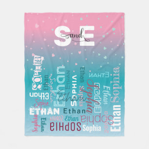 Couverture Polaire Noms de la typographie Motif Pink Blue Baby Girl