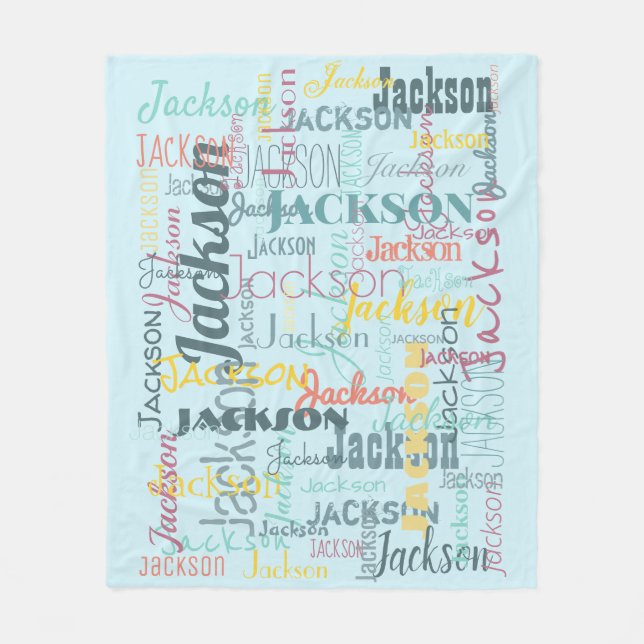 Couverture Polaire Noms des bébés Typographie Motif Neutre Bleu (Devant)