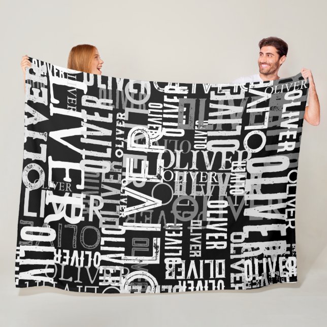 Couverture Polaire Noms en détresse répliqués sur le noir et blanc mo (En situation)