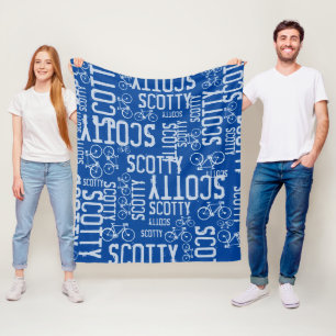 Couverture Polaire Noms et vélos personnalisés typographiques bleu