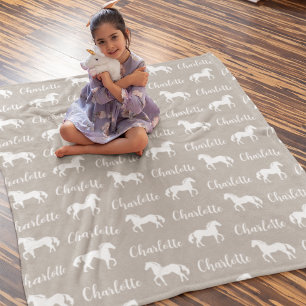 Couverture Polaire Noms répétés Horse Grey Simple Fleece Blanket