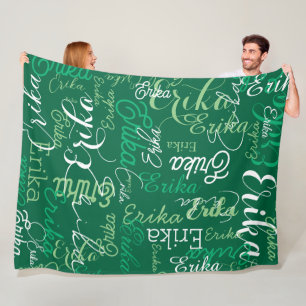 Couverture Polaire Noms répétés partout Emerald Green