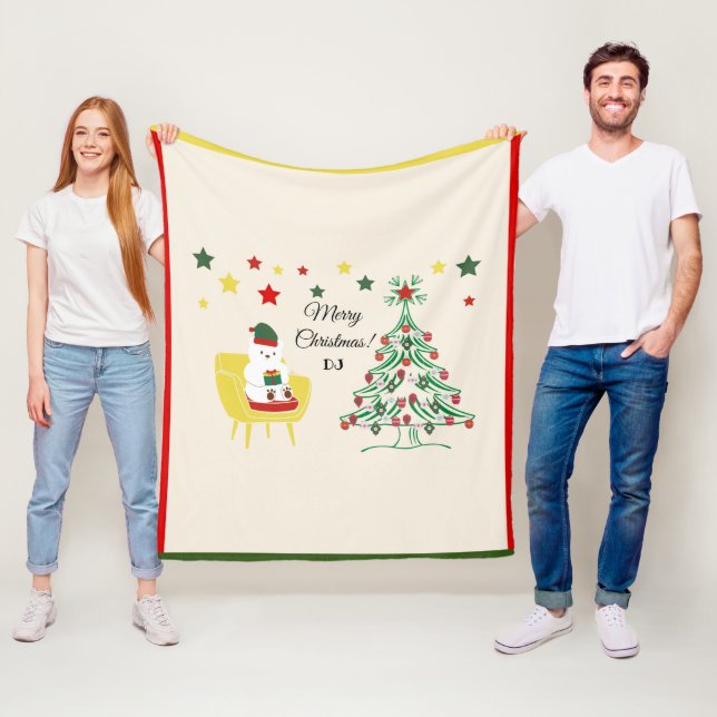 Couverture Polaire Nordique hiver Rouge blanc mignonne Ours Joyeux No (En situation)