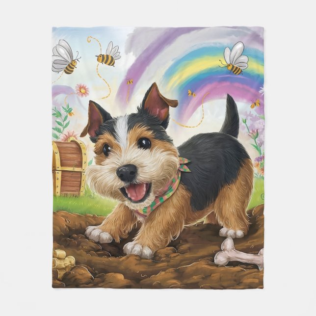 Couverture Polaire Norfolk Terrier Jouer avec os (Devant)