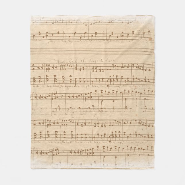 Couverture Polaire notes de musique beige vintage (Devant)