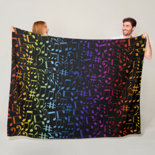 Couverture Polaire Notes de musique colorées dansantes Amoureux de la