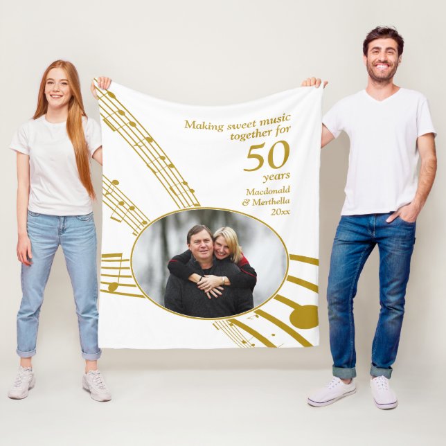 Couverture Polaire Notes de musique douce 50e anniversaire de Mariage (En situation)