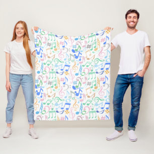 Couverture Polaire Notes et symboles musicaux Motif pastel.w