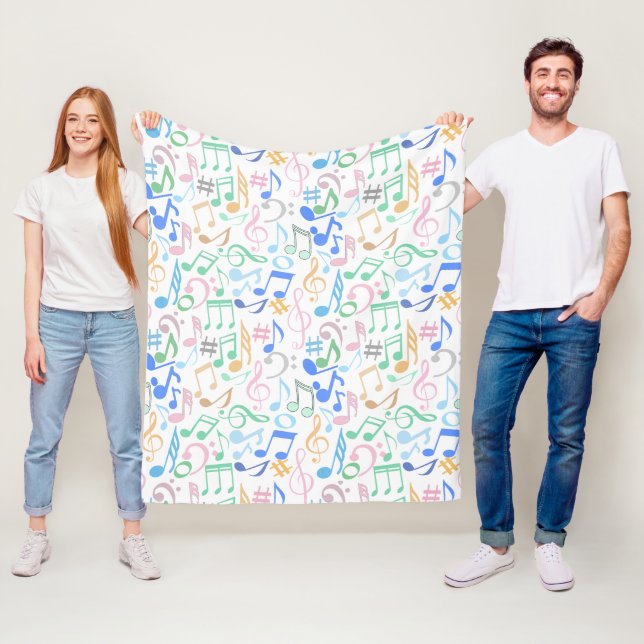 Couverture Polaire Notes et symboles musicaux Motif pastel.w (En situation)