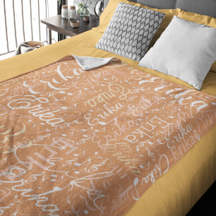 Couverture Polaire Notes musicales avec nom sur Apricot tendance
