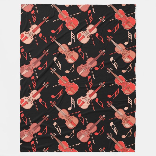 Couverture Polaire Notes musicales de violons à la ligne (Devant)