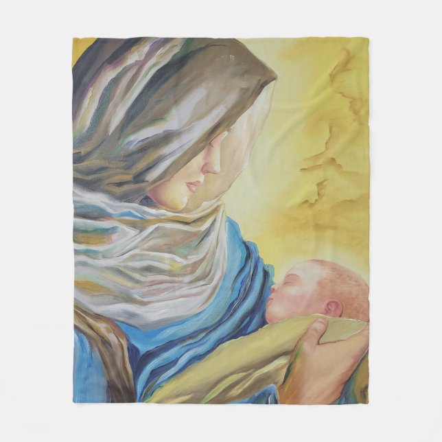 Couverture Polaire Notre Dame du Silence tenant le bébé Jésus (Devant)