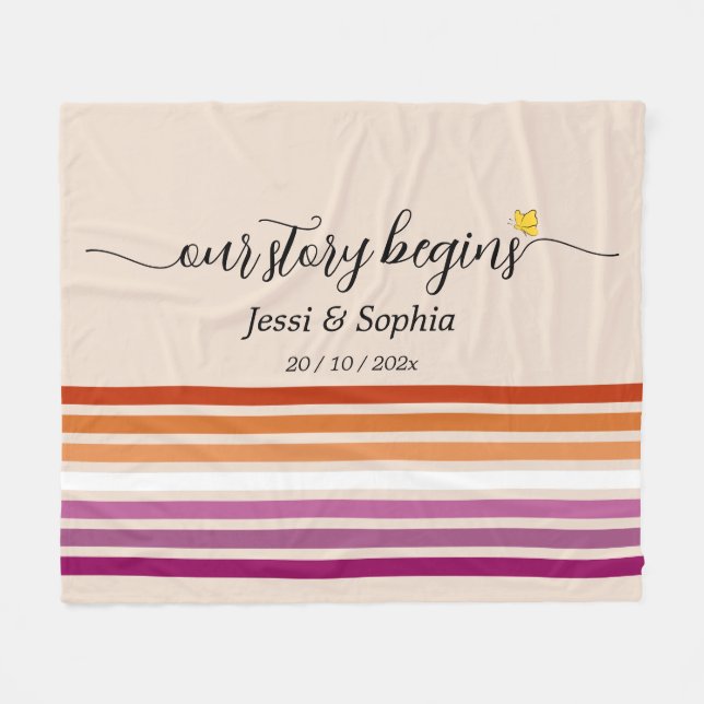 Couverture Polaire Notre Histoire Commence Drapeau Lesbien Coucher de (Devant (Horizontal))