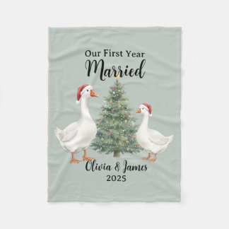 Couverture Polaire Notre première année de mariage Oie Noël personnal