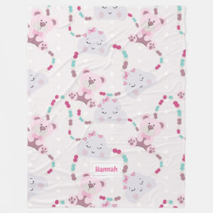 Couverture Polaire Nounours mignons et nuages Bébée Motif