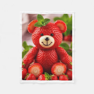 Couverture Polaire Nounours Ours en Peluche Fraise Doux Plaid en Lain