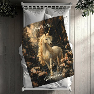 Couverture Polaire Nourriture Brown vintage et rose Unicorne
