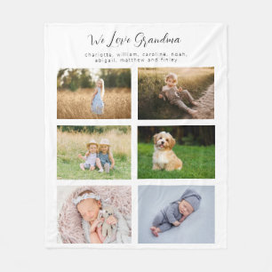 Couverture Polaire Nous aimons Grandma Family Photo Grid
