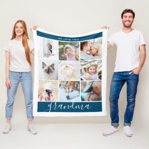 Couverture Polaire Nous t'aimons Grand-mère Custom Photo Cadeau Marin