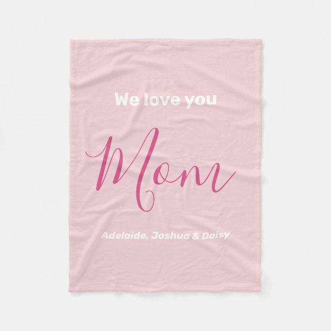 Couverture Polaire Nous t'aimons Maman Pink Minimalist (Devant)