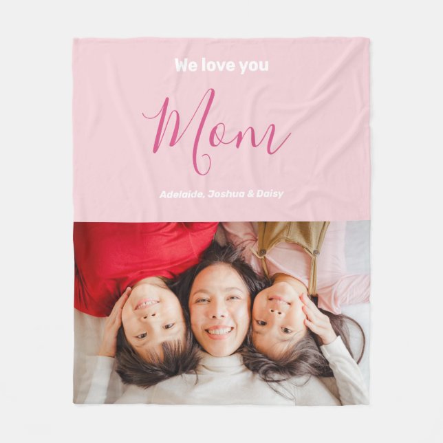 Couverture Polaire Nous t'aimons Maman Pink Minimaliste Photo (Devant)