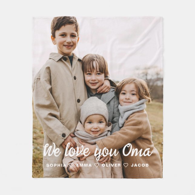 Couverture Polaire Nous vous aimons Famille Oma Moderne Photo Fleece (Devant)