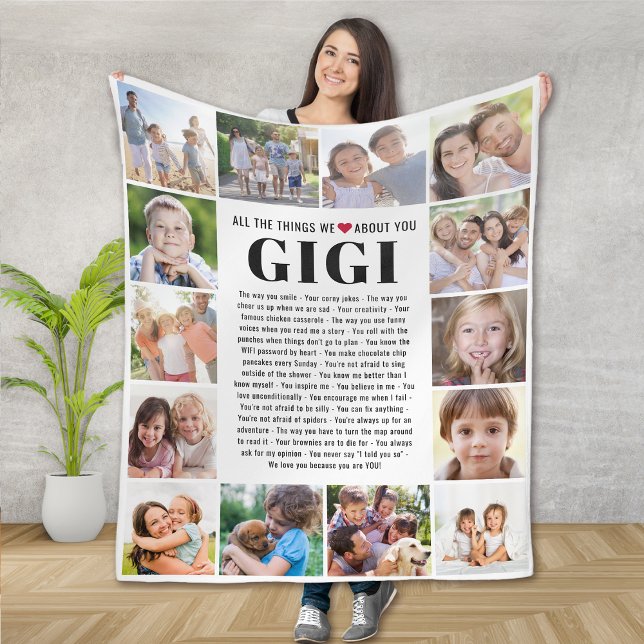 Couverture Polaire Nous Vous Aimons Gigi Multi Photo Collage Keepsaké (Créateur téléchargé)