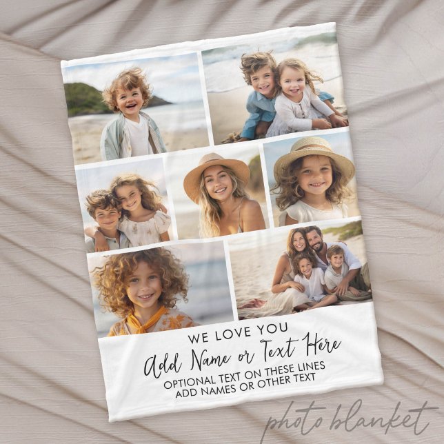 Couverture Polaire Nous vous aimons grand-mère ou grand-père - 7 Coll (Custom Photo Blanket - Makes a Great Gift)