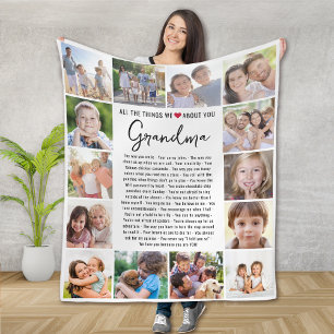 Couverture Polaire Nous vous aimons Mamie Multi Photo Collage Keepsak