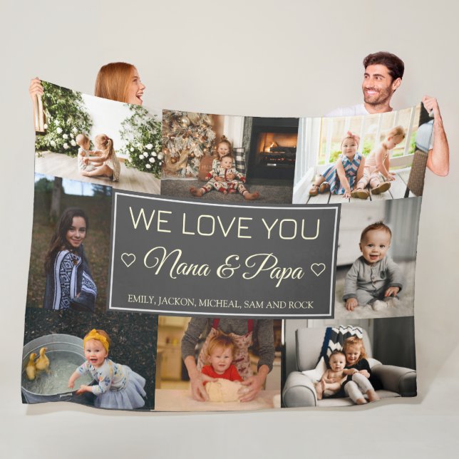Couverture Polaire Nous vous aimons Nana & Papa 8 Photo Fleece Blanke (En situation)