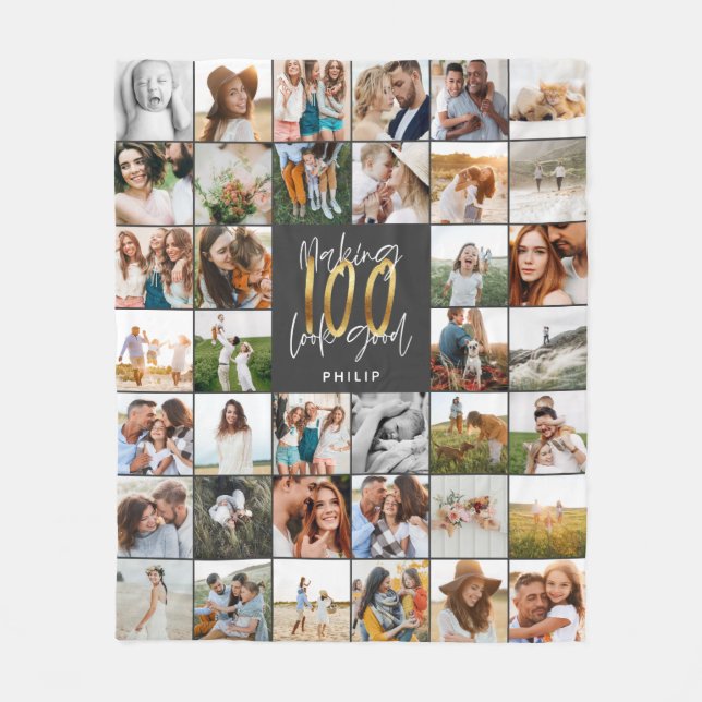 Couverture Polaire Nouveau 100e anniversaire multi photo script cadea (Devant)