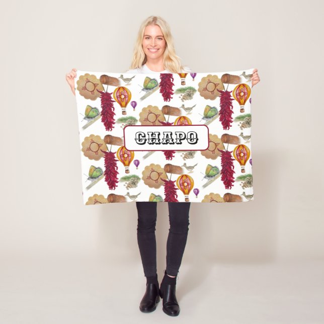 Couverture Polaire Nouveau-Mexique Red Chile Pinõn Zia Hot Air Balloo (En situation)